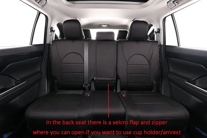 EKR Highlander Seat Covers for SUV Toyota Highlander 2020 2021 2022 2023 2024 2025 2026,2nd Row 40/60 Split,Car Seat Covers Front Seats Back Seat,Waterproof Seat Covers Full Set-Neoprene(Black)