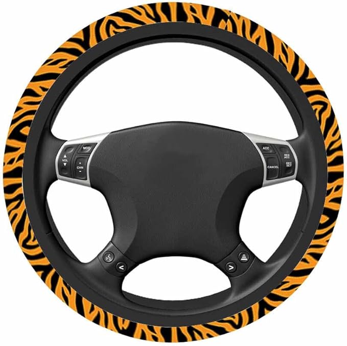 Tiger Stripes Elastic Steering Wheel Cover Yellow and Black Steering Wheel Cover Anti Slip Protective Case Universal Stretch Steering Protector
