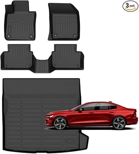 for Volvo S60 Floor Mats 2019-2025, All Weather Car Mats Cargo Liner Accessories