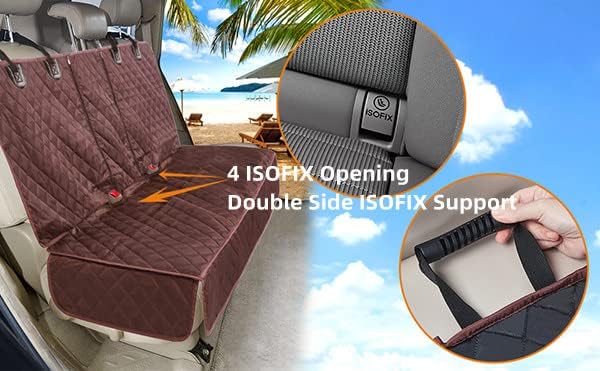 Dog Car Seat Cover for Back Seat Cover for Kids,Non Stick Fur Rear Seat Protector for Pet,Nonslip Waterproof Universal Fit Interior Backseat Covers for Auto Van SUV (Large, Coffee Brown)