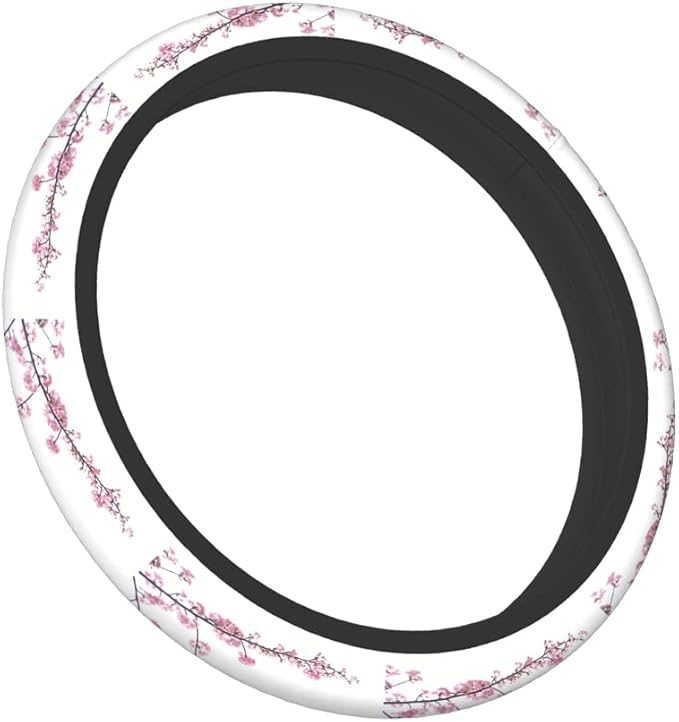Swono Cherry Flower Pink Car Steering Wheel Covers Beautiful Tokyo Cherry Blossoms Flower Pink Women Men Interior Accessories Universal 15 Inch Steering Steering Wheel Protector Anti-Skid Grips