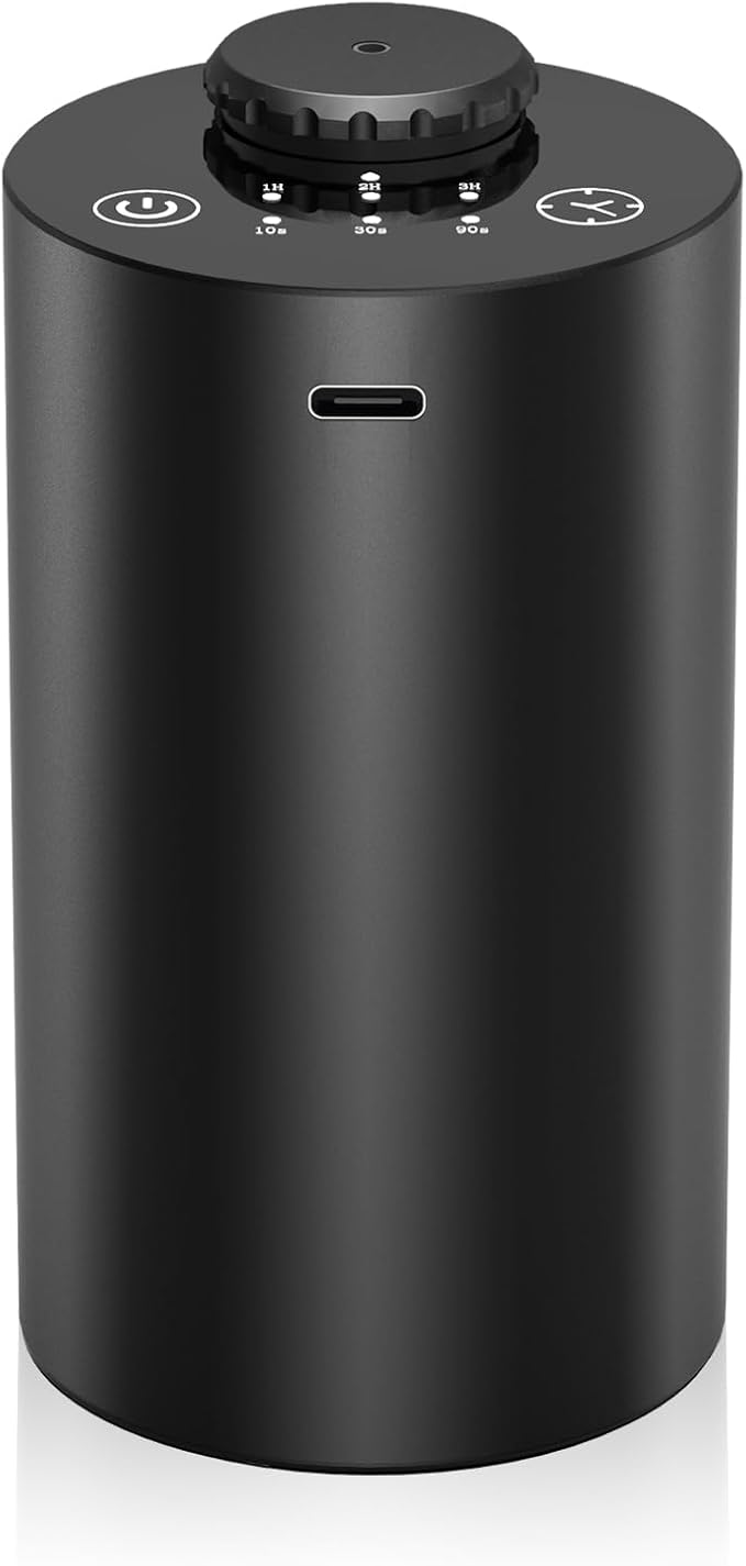 Waterless Essential Oil Diffuser for Home Battery Operated Cordless Scent Diffuser with Timing & 3 Mist Levels car Diffuser，Black Aluminum Alloy