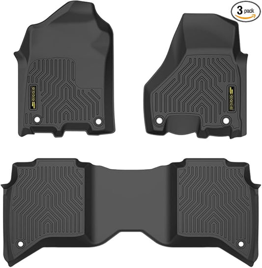 ANDPLAY TPE Floor Mats Liners 3PCS Compatible with Dodge Ram 2500 3500 Crew Cab 2019-2024 with 1st Row Bucket or Bench Seats All Weather Protection Black Floor Liners alfombras para carro