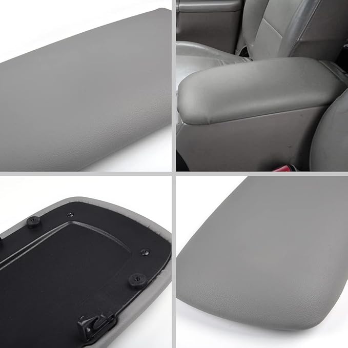PIT66 Center Console Lid Cover, Compatible with 1997-2000 Ford Explorer/1997-2001 Mercury Mountaineer/2001-2002 Ford Explorer Sport Trac Light Gray Armrest Lid Kit