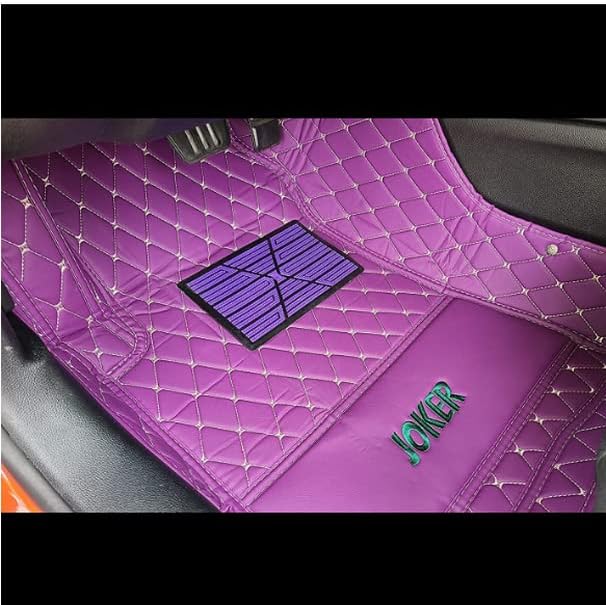 YaruicarCustom Car Floor Mats for 99.99% Sedan SUV Sports Car Men Women Protection Full Coverage Pads Anti-Slip Leather Floor Lining All Weather Car Floor Mats (Black Purple 2)