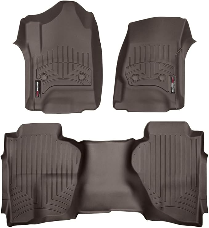 Weathertech Custom Fit FloorLiners for GMC Sierra 2500HD / 3500HD, Silverado 2500HD/3500HD, Silverado 2500HD/3500HD - 1st & 2nd Row (476071-475423), Cocoa