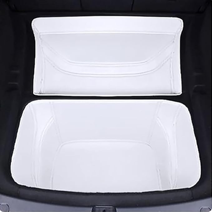 Tesla Model Y 2026 Juniper Refresh Full Cover Frunk Mat & Rear Lower Trunk Storage & Inner Storage Mat White Premium Leather Waterproof & Custom Fit
