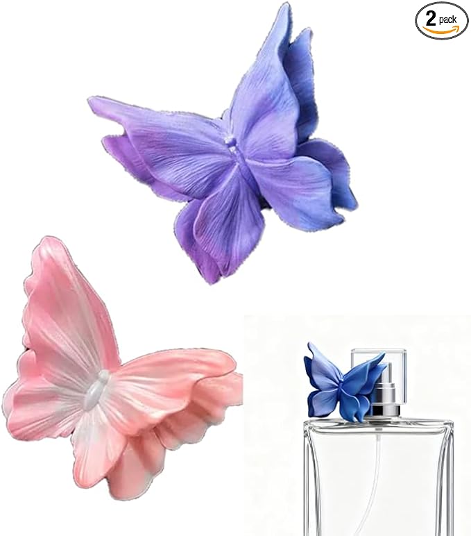 2pcs Elegant Butterfly Car Aroma Diffuser - Premium Gypsum Vent Clip Decor with Long-Lasting Scent(Pink & Blue-Purple)