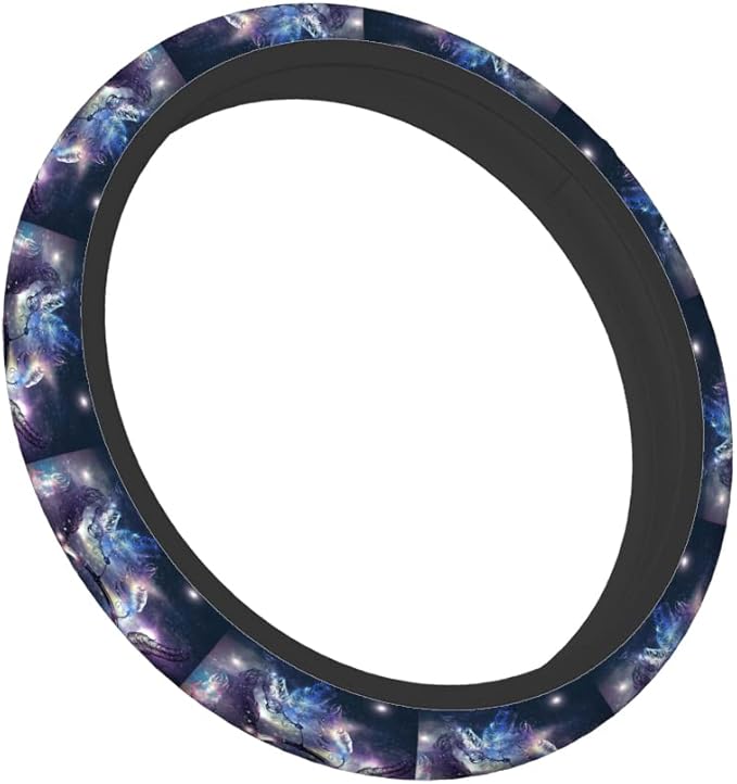 Swono Dreamcatcher Car Steering Wheel Covers Mystical Dream Catcher with Starry Space Purple Women Men Interior Accessories Universal 15 Inch Steering Steering Wheel Protector Anti-Skid Grips