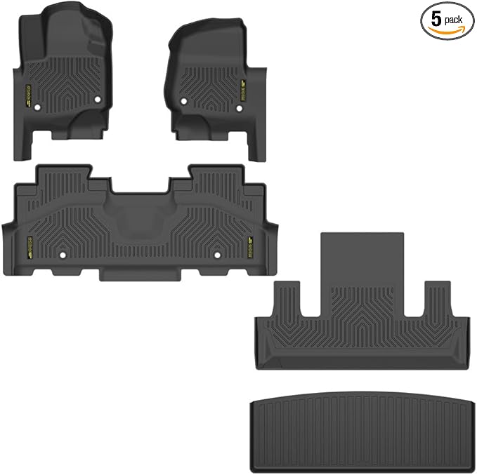 ANDPLAY Floor Mats Liners 5PCS Compatible with Ford Expedition/Ford Expedition Max 2018-2025 1st & 2nd & 3rd Row Truck Mat TPE All Weather Protection Black Floor Liners alfombras para carro