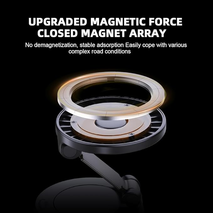 Phone Holders for Your Car Adjustable Upgraded Vacuum Magnetic Suction Cup Phone Mount for Car/Gym/Mirror,Magnetic Car Phone Holder Compatible with iPhone Android and All Smartphones (Black)