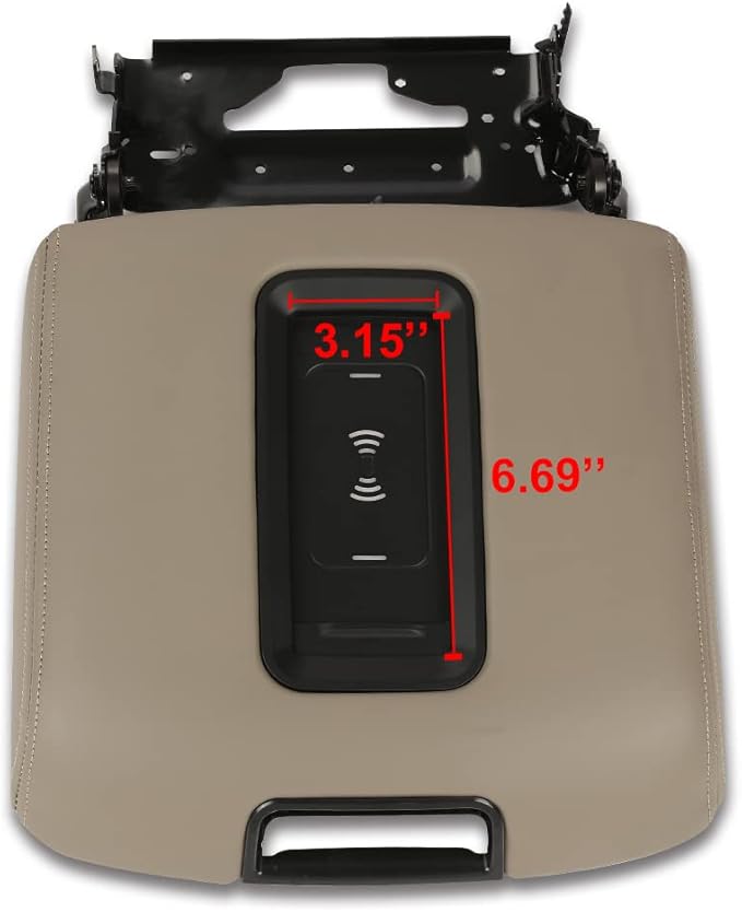 PIT66 Center Console Armrest Lid w/Charger Compatible with Chevy Tahoe/Suburban/GMC Yukon/Yukon XL 2015-2019 Console Cover Armrest Lid 0227083AA L0227083AA Brown
