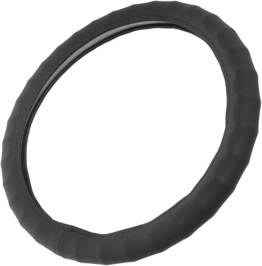 Motor Trend Ergonomic Grip Steering Wheel Cover/Protector for Small Size Steering Wheels in Cars, SUVs, Boats (13.5-14.5") (Genuine Leather (Black))