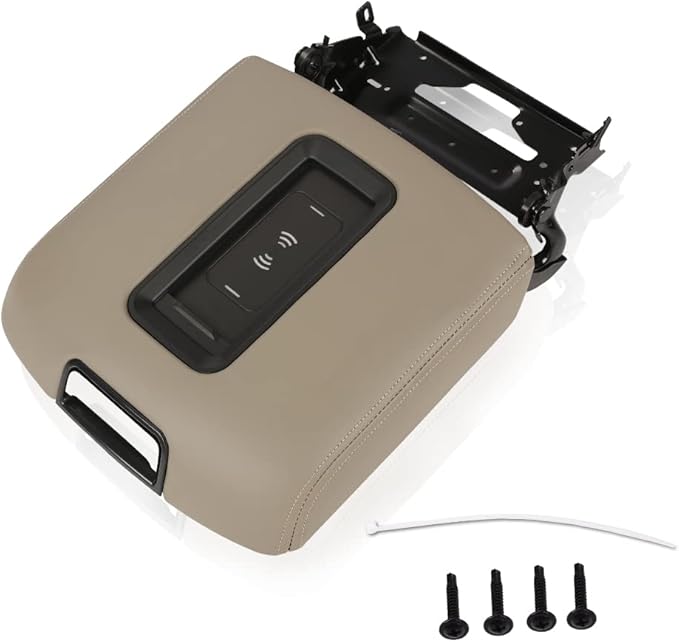 PIT66 Center Console Armrest Lid w/Charger Compatible with Chevy Tahoe/Suburban/GMC Yukon/Yukon XL 2015-2019 Console Cover Armrest Lid 0227083AA L0227083AA Brown