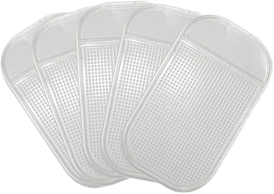 5PCS Extra-Strong Anti-Slip Pad Car Dashboard Sticky Pad Removable Silicone Gel Mat Washable Multi-Purpose PU Gel for Cell Phone Tablet (White)