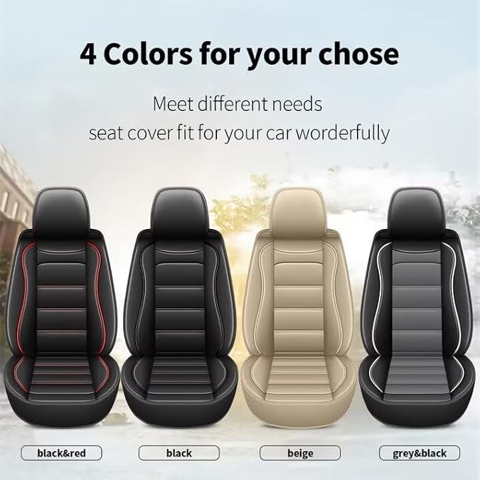 Seat Covers Fit for Chevy Equinox : Luxury Waterproof Leather Front Car Seat Covers Fit for 2011-2024 2025 2026 Equinox - Black and Grey Car Seat Protector(2PCS Front)