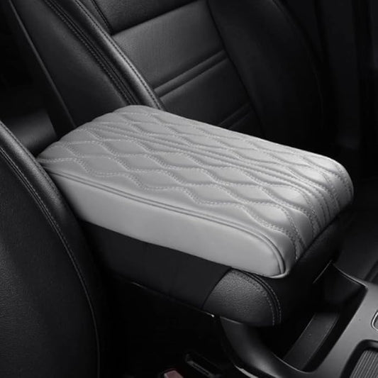 soputry Leather Car Armrest Box Pad, 2023 New Car Center Console Cover Pad Leather Auto Armrest Cover, Universal Arm Rest Cushion Pads for SUV/Truck/Vehicle (Grey, Wave Pattern)