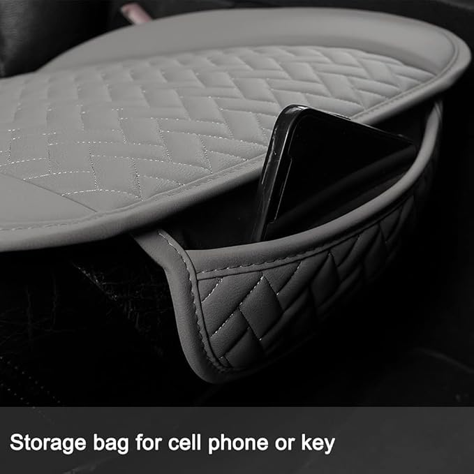 West Llama Full Set Car Seat Covers for Front and Rear Bottom Seats Only, Luxury PU Leather Car Seat Pads Protectors Waterproof and Wear-Resistant,Gray