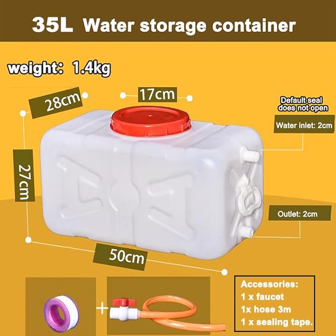 Plastic Portable Water Tank with Spigot for Camping Large Capacity Water Storage Tank Water Container for Emergency Storage Household Outdoor Camping RV Self-Driving(Size:35L/9gallon)
