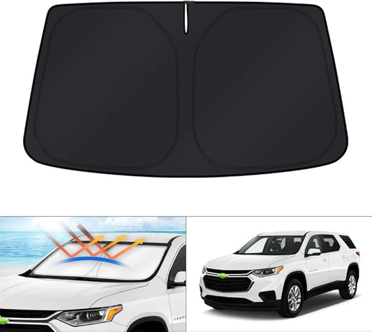 KUST Windshield Sun Shade for Chevrolet Traverse SUV 2018-2023 2024 2025 2026 Window Accessories Sunshade Sun Protector Foldable Block UV Rays Keep Car Cooler