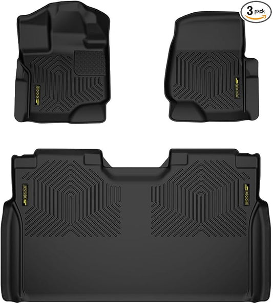 DOTCOM TPE Floor Mats Fit Ford F150 Super Crew 2015-2025(22-24 Lightning Models),All Weather Full Cover Protection 1st & 2nd Row Truck Mats Cargo Liner Accessories,alfombras para carro 3PCS