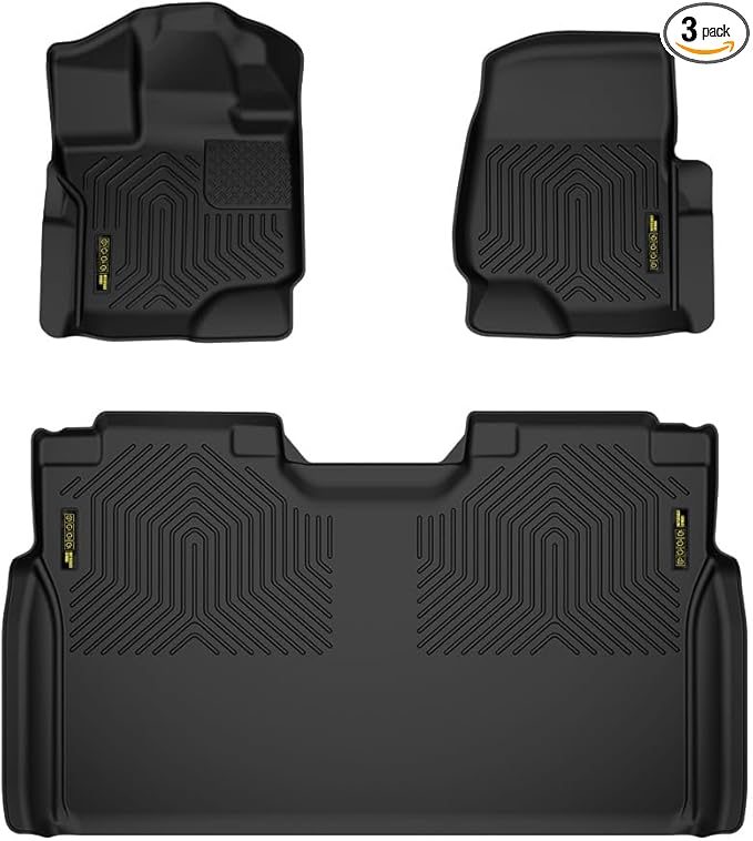 ANDPLAY TPE Floor Mats Liners 3PCS Compatible with Ford F150 Super Crew 2015-2025 (Fit Lightning Models 2022-2024) All Weather Protection Black Floor Liners alfombras para carro
