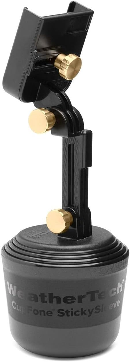 WeatherTech CupFone with Extension – Adjustable, Universal Cup Holder Cell Phone Mount Car & Truck Accessory – Best Design for iPhone & Smartphone Charging – Rose Gold Metal Knobs