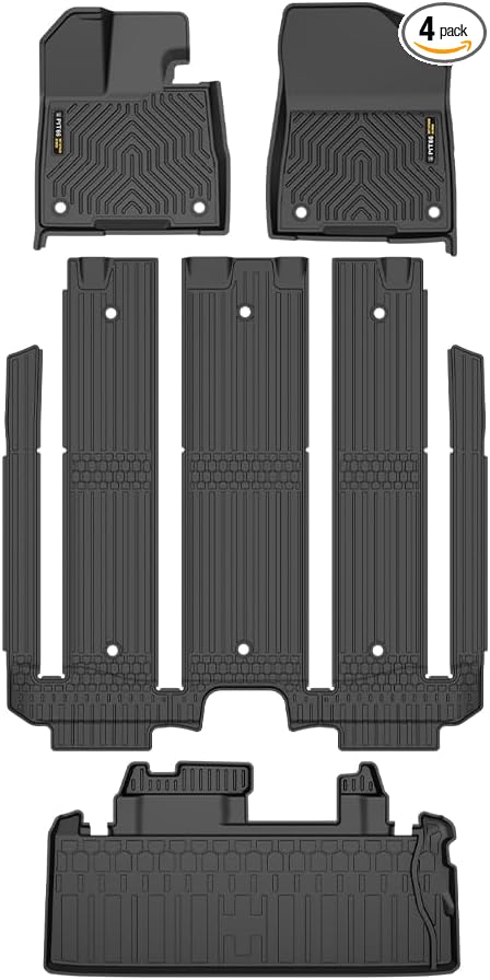 DOTCOM TPE Floor Mats Compatible with Toyota Sienna 2021-2025(Only Fit 7 Seat LE/XLE/XSE/Limited & Not Fit 2025 Platinum), 1st & 2nd Row All Weather Protection Floor Liners,alfombras para carro 4PCS