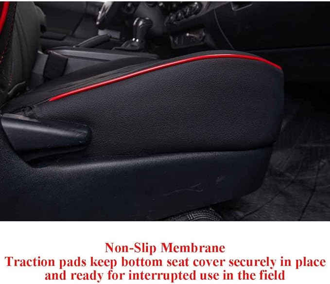 EKR Custom Fit Tacoma Car Seat Covers for Select Toyota Tacoma 2016 2017 2018 2019 2020 2021 2022 2023 Double Cab/Crew Cab - Full Set,Leather(Black with Red Trim)