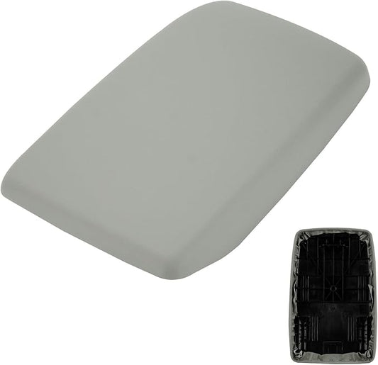 Youxmoto Center Console Lid Fit for Toyota Highlander 2008 2009 2010 2011 2012 2013 2014; Grey Armrest Cover PU Leather and ABS Back Plate