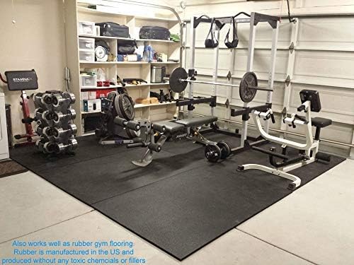 American Floor Mats Heavy Duty Stall Tiles - Stable/Horse Tiles - Thick, Durable Rubber Flooring Solid Black 8' x 8' Set 1/2" Thick (16 Tiles Total)