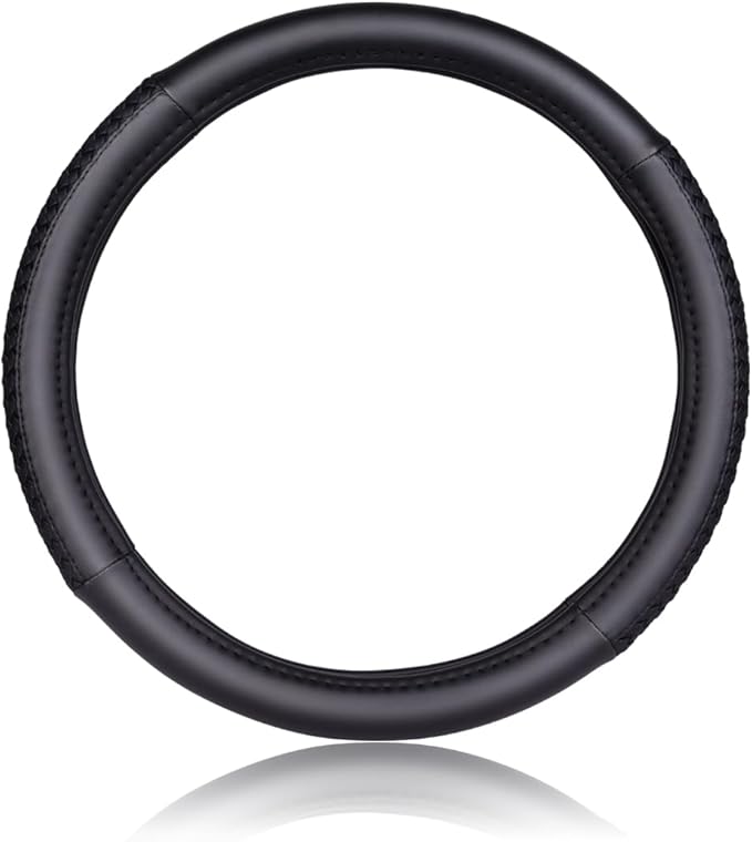 Flying Banner car Steering Wheel Cover Faux Leather Massage Universal fit 3D Honeycomb Hole Anti-Slip Sporty 15 Inches (Sliod Black Woven)