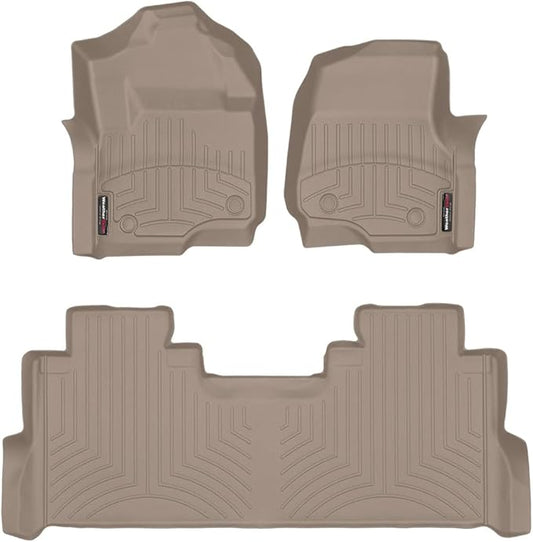 WeatherTech Custom Fit FloorLiners for Ford Super Duty, Super Duty, Super Duty - 1st & 2nd Row (451012-1-3), Tan