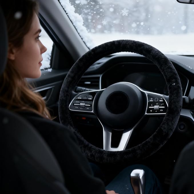 Steering Wheel Cover - 12V Plug-in Heated Wheel Protector for Winter Vehicles, Sedan, Truck, Minivan, Daily Commute, Long Drive, Road Trip, Travel Adventure, Comfortable Anti-Slip Design