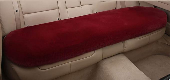 Winter Soft Warm Faux Rabbit Fur car seat Cushion,Universal fit Plush Front and Back Fuzzy car seat Pads Cushion Cover Protector - 1pcs (Back seat 1pcs,Wine red)