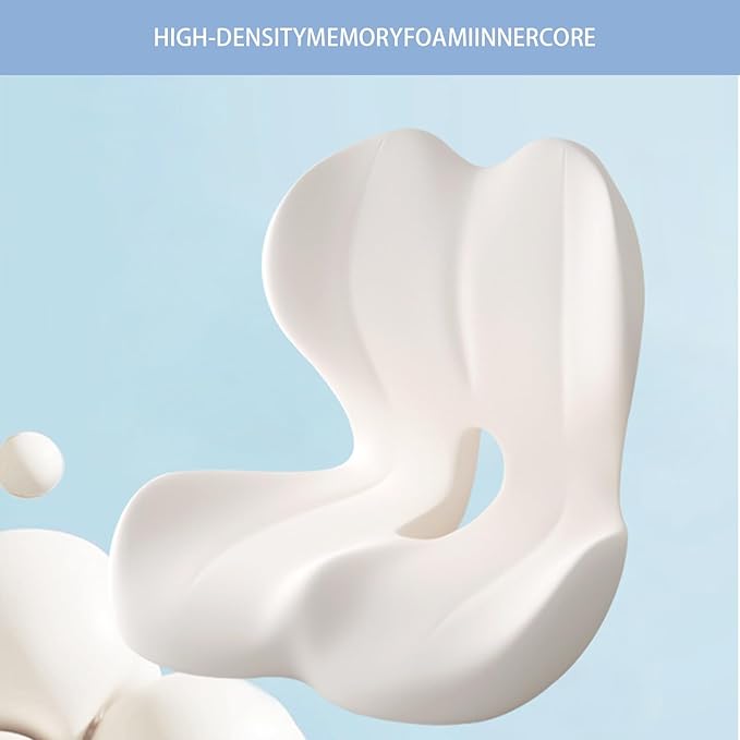 Seat Cushion Premium Ergonomic Memory Foam Car & Office Chair Seat Cushion - Orthopedic Lumbar Support for Back Pain Relief, Non-Slip Design for Car, Truck, Home Chair & Office Seat