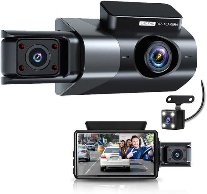 Dash Cam Front and Rear, 1080P Dual Dash Camera, WiFi & App Control, IR Night Vision, 170° Wide Angle, G-Sensor, Parking Mode, 24/7 Loop Recording, 64GB Micro SD Card Included – Black