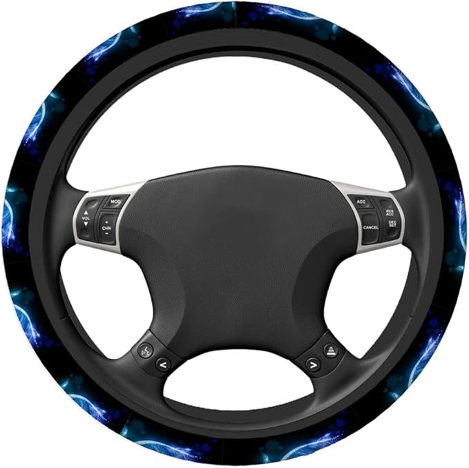 Swono Steering Wheel Covers Sea Turtle Blue Fantasy Ocean Sea Fish Turtle Non Slip Neoprene Car Wrap Cover Comfort Grip Stretch-On Automotive Steering Wheel Protector 15 Inch