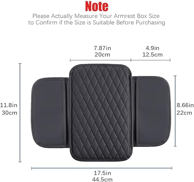 ESKONKE [Upgraded] Car Center Console Cover with 2 Storage Bags - Premium Nappa Leather Armrest Cover, Scratch & Wear Resistant, Waterproof Car Interior Accessories (Classic - Pink)