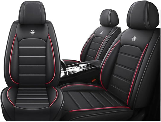for Toyota Highlander 2006-2026 Seat Covers,Waterproof,Abrasion-Resistant PU Leather 2PCS Front Seat Cover(Black&Red)