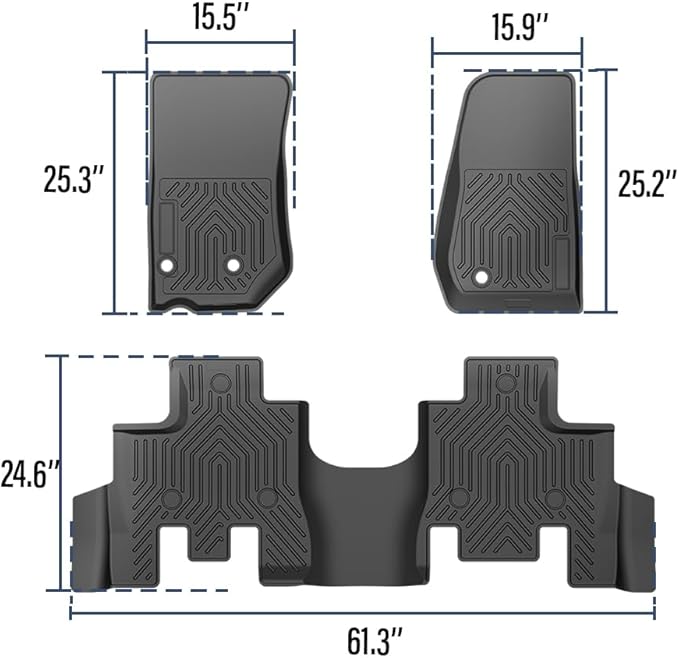 DOTCOM TPE Floor Mats Fit Jeep Wrangler JK 2013-2018 Unlimited 4 Door Only (Non JL or 4XE), All Weather Protection 1st & 2nd Row Truck Mats Cargo Liner Accessories,alfombras para carro 3PCS