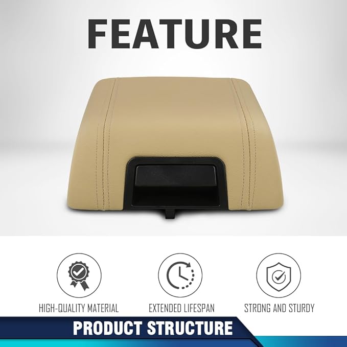 PIT66 Armrest Lid Cover Center Console Lid, Compatible with 2004-2008 Ford F150 5L3Z1506024AAD Console Armrest Top Lid Beige