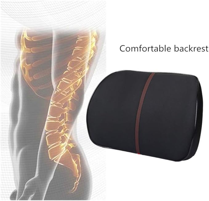 ZHONGLI Memory Foam Lumbar Support Pillow-Middle/Lower Back Support Cushion-Used for car Seats, Office Chairs, recliners, etc. (Black)
