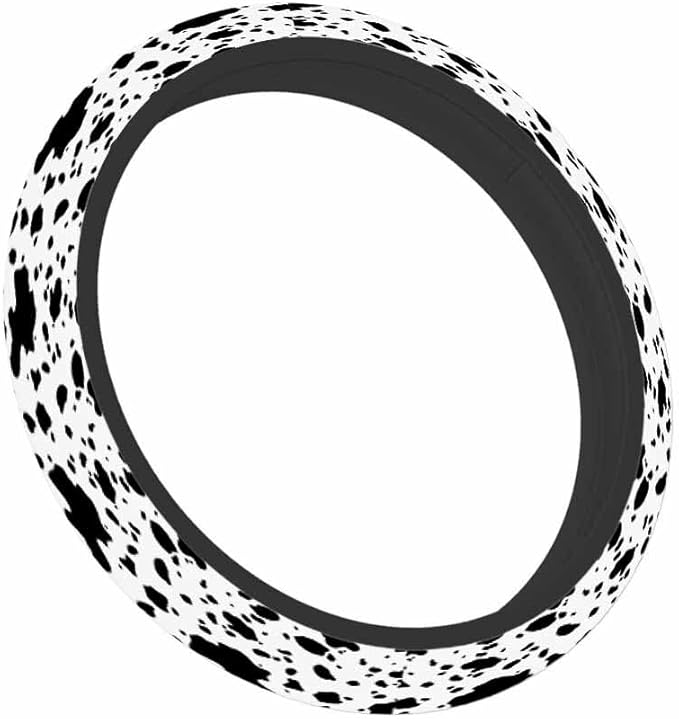Spotted Animal Texture Elastic Steering Wheel Cover Irregular Black and White Pattern Steering Wheel Cover Anti Slip Protective Case Universal Stretch Steering Protector