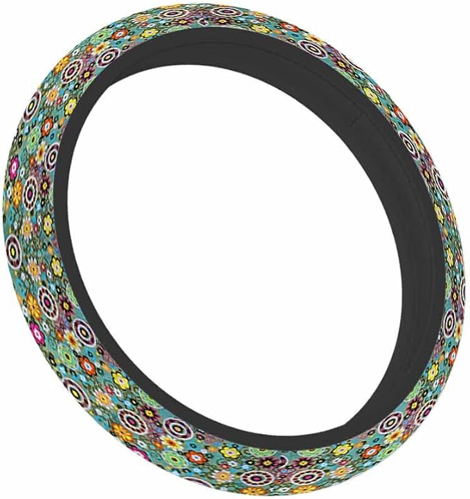 Flowers Elastic Steering Wheel Cover and Styles Steering Wheel Cover Anti Slip Protective Case Universal Stretch Steering Protector
