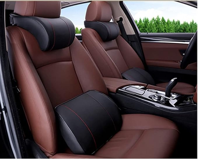 ZHONGLI Memory Foam Lumbar Support Pillow-Middle/Lower Back Support Cushion-Used for car Seats, Office Chairs, recliners, etc. (Style-2 (Black))