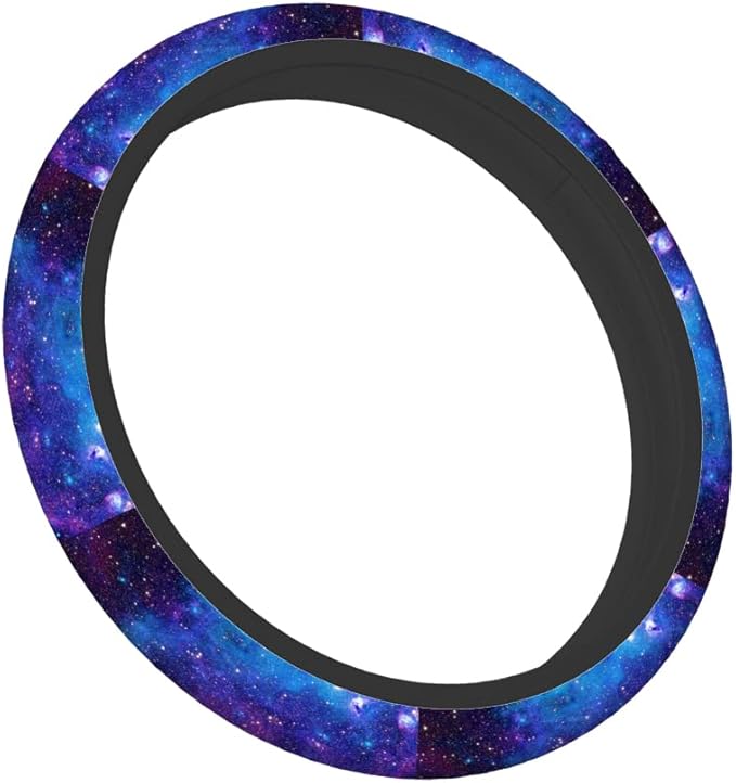 Swono Galaxy Purple Car Neoprene Steering Wheel Cover Abstract Galaxy Space Star Purple 15 Inch Anti-Slip Wheel Wrap Case Protector for SUV Sedan Vans Trucks
