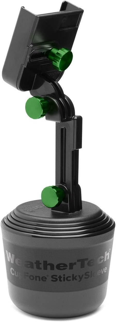 WeatherTech CupFone with Extension – Adjustable, Universal Cup Holder Cell Phone Mount Car & Truck Accessory – Best Design for iPhone & Smartphone Charging – Forest Green Metal Knobs
