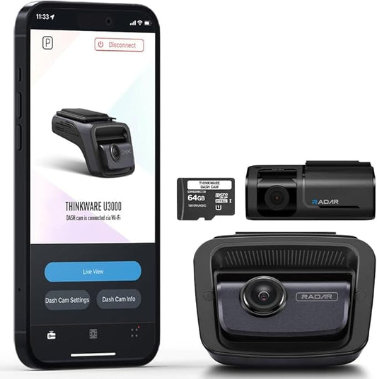 THINKWARE U3000 4K Dash Cam Front and Rear with OBD Cable, Built-in Wi-Fi GPS, STARVIS Image Sensor, Parking Mode (2CH Bundle)