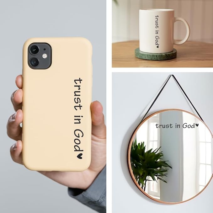 Rearview -Mirror -Decal Water Bottle -Stickers Affirmation Reminder Sticker Laptop Bumper Tumbler Vinyl Sticker Car Mirror Decal Funny Car Decor -Gift (Black, Trust in God)